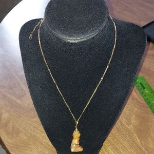 Elegant Gold Necklace with Orange Pendant